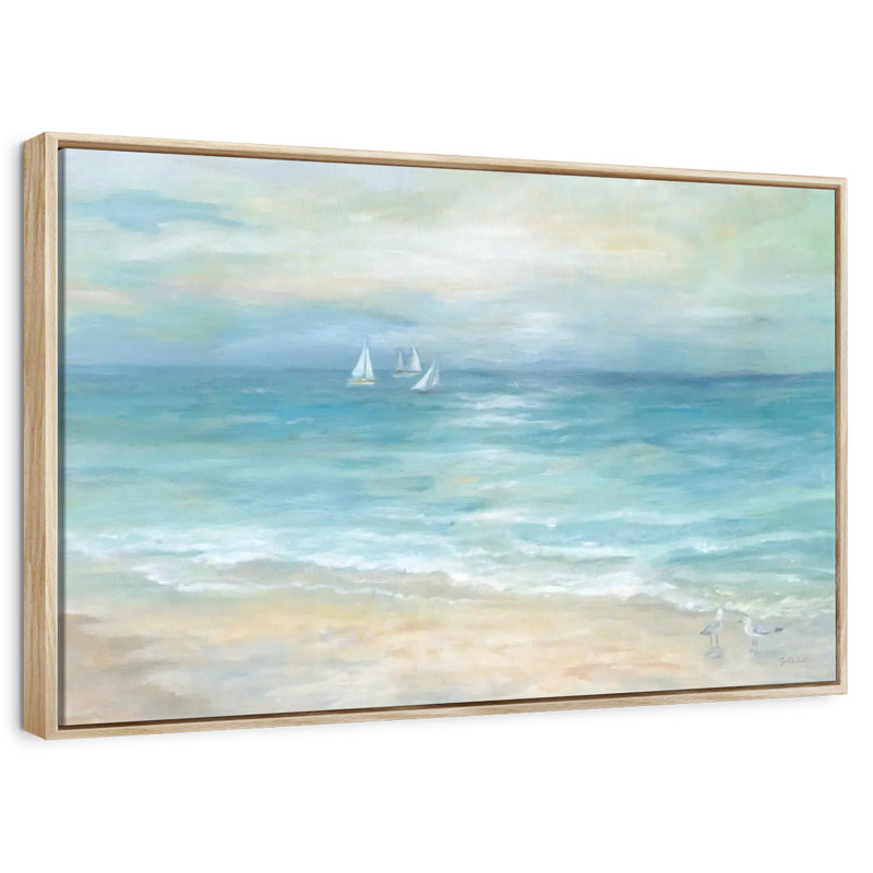 Paysage de l'île Azemar, Cadre flottant en bois naturel, 37 po x 25 po