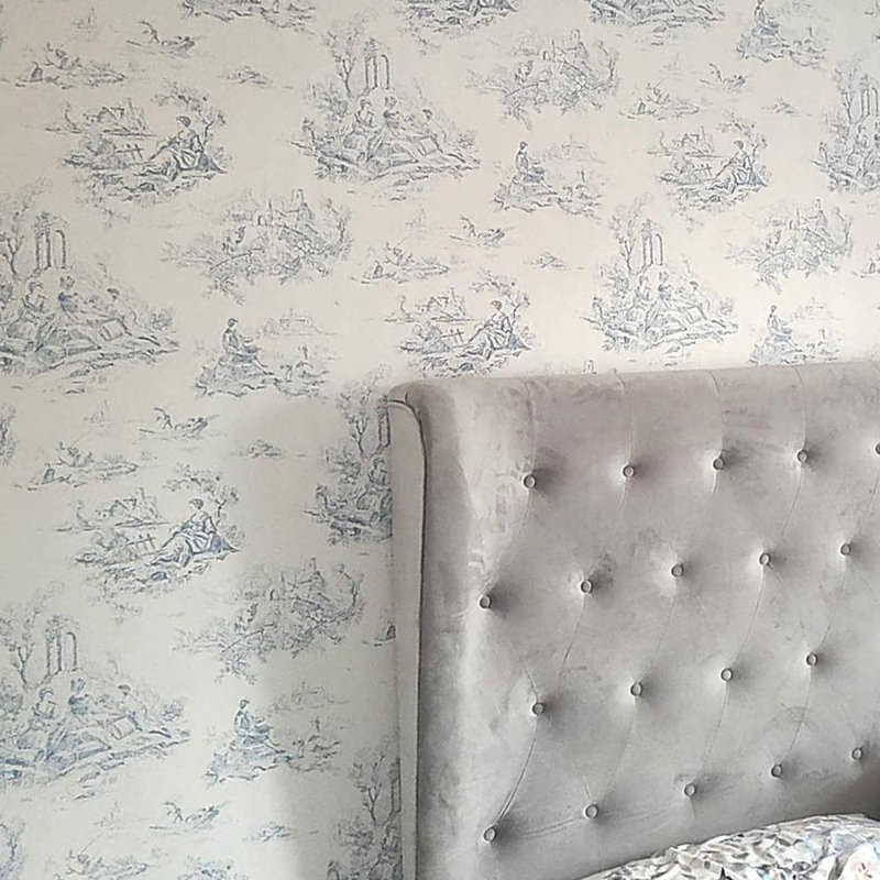 Toile De Jouy Wallpaper Traditional Country Scene Vintage Classic Décor Blue