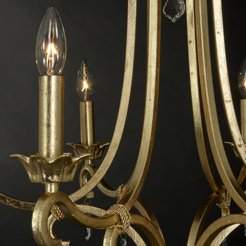 Lustre empire 6 lumières Bella, Feuille d’or