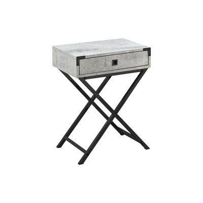 Chic Accent Table With Spacious Rectangular Grey Laminate And Black Metal Legs Modern Surface Nickel Base