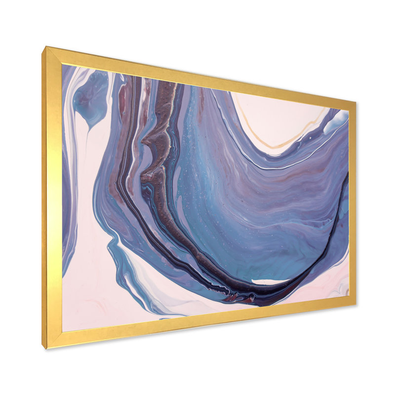 Marbre mauve luxueux, art fluide IV - œuvre d'art moderne sur toile, H 16 po x l 32 po x P 1,5 po, Encadrement doré