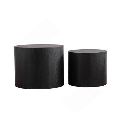 Nesting Coffee Table Set Of 2 Round Wooden Coffee Tables Circle Modern Table For Small Space Living Room Bedroom Accent End Side Table
