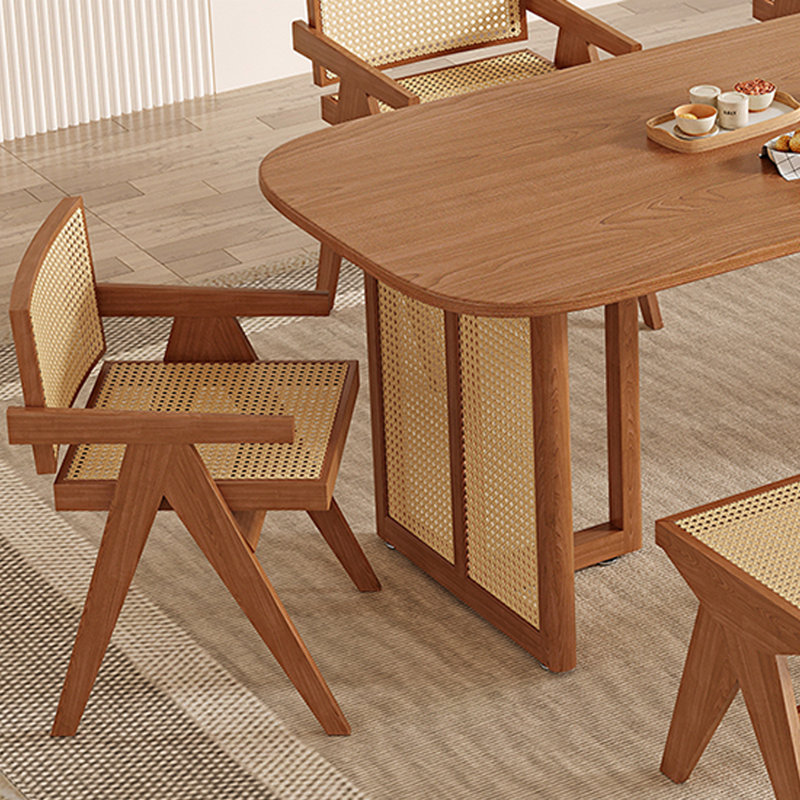 Modern simple solid wood dining table set., 29.5"H x 86.6"L x 39.3"W, 9 Pieces: Table,8 Chair