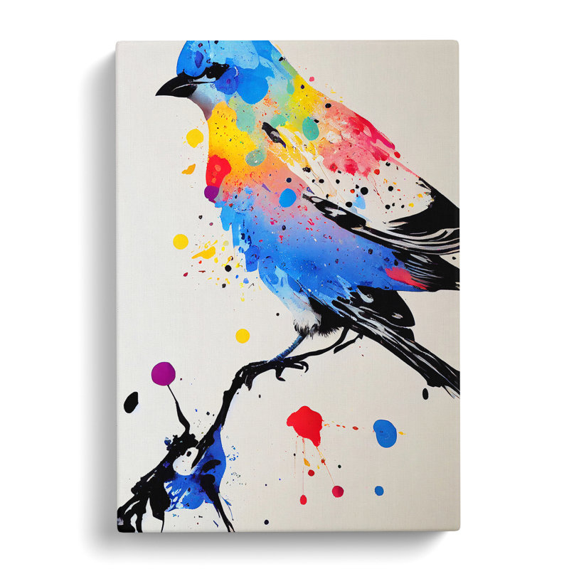 Paint Splash Bird No.2 - Wrapped Canvas, 50cm H x 35cm W x 3cm D