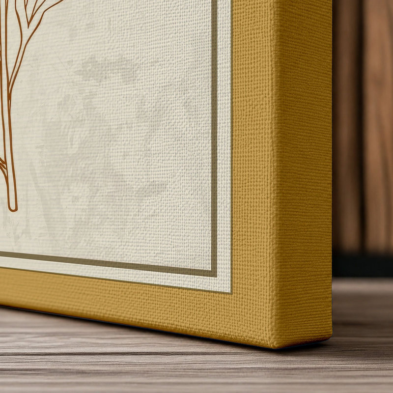 Study in Ochre Botanical - Wrapped Canvas, 36x24 - 91.4 x 61.0 cm, Ochre Border