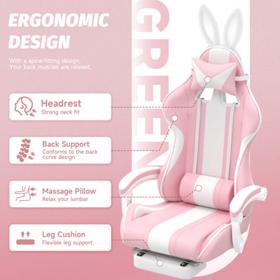 Fauteuil de jeu ergonomique à dossier haut avec massage et appui-tête Soontrans