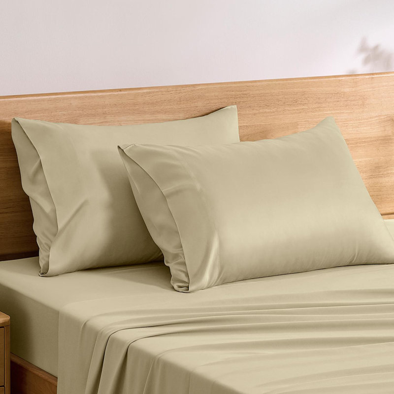 TOSMO Bamboo Viscose Pillow Case 2 Pack Breathable & Cooling, Standard Pillowcase Pack, Dune