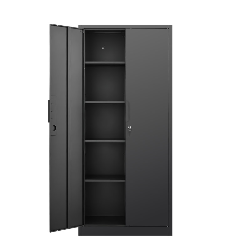 70-Inch Tall 2-Door Security Filing Cabinet with Lock and Adjustable Shelves, Black