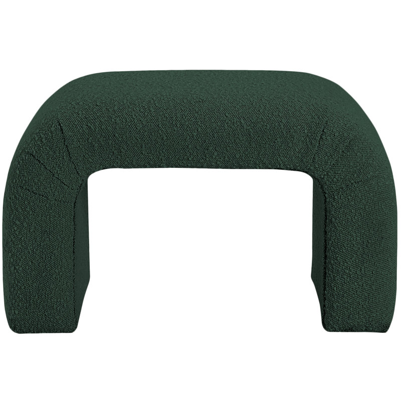 Niagara Upholstered Bench, 17.5" H x 28" W x 15.5" D, Green Boucle Fabric