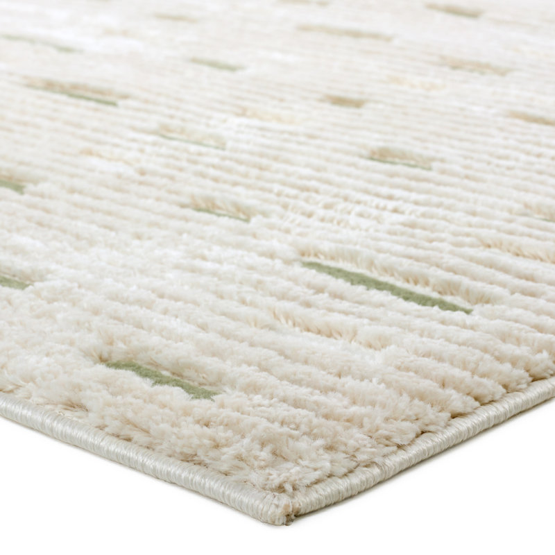 Label J Verdant JID29 Geometric Ivory and Green Area Rug , Rectangle 8'10" x 12'