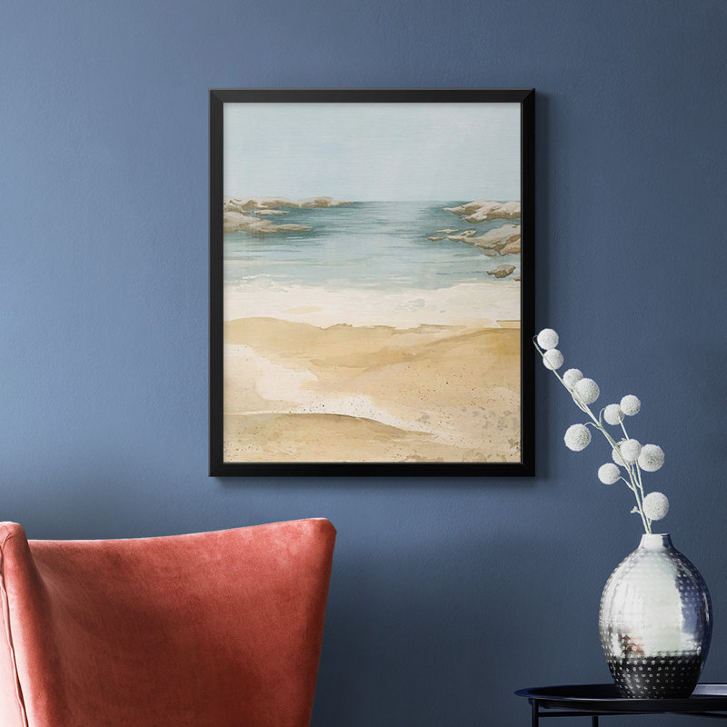Toile encadrée de qualité supérieure Tranquil Beach II - prête à être accrochée, Noir, H 20 po x l 16 po