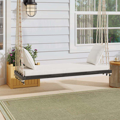 Balancelle de patio en bois, banc de balancelle avec coussin et coussins