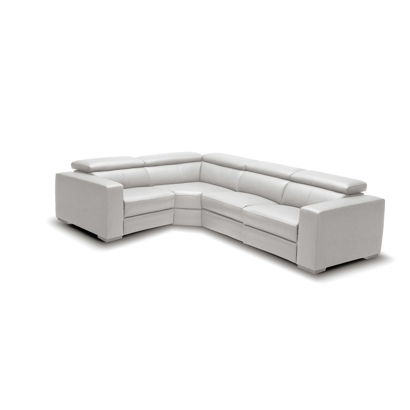 Bato Upholstered Power Reclining L-Shaped Sectional, White Genuine Leather