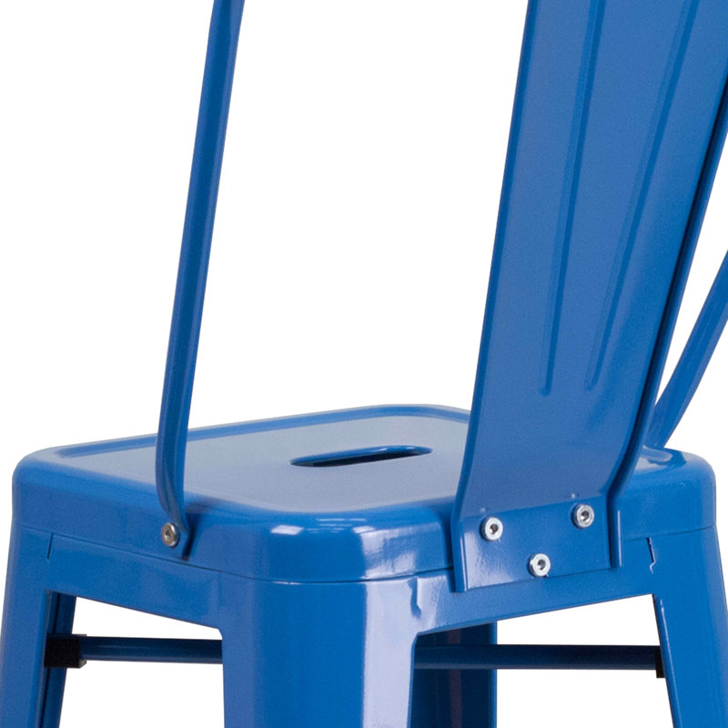 Tabouret de bar Iddings, Bleu lustré, 1, Tabouret de comptoir (siège d'une hauteur de 24 p