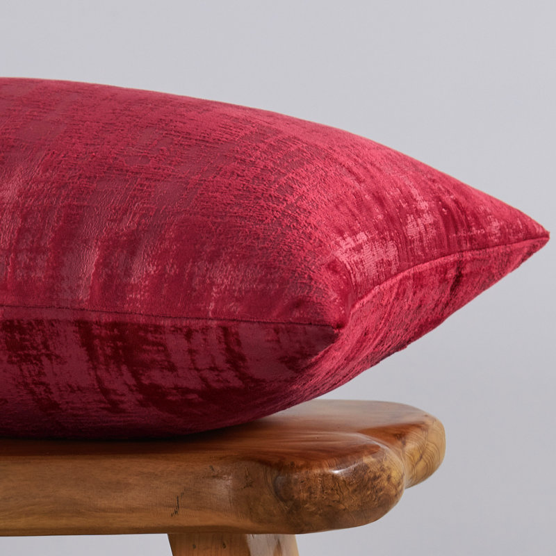 Housse de coussin rectangulaire en velours texturé, Rouge tango