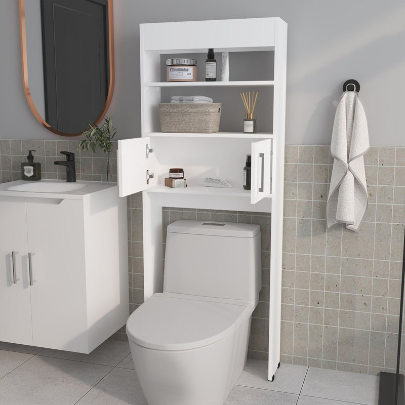 Armoire de rangement blanche à 2 portes avec tablettes ouvertes