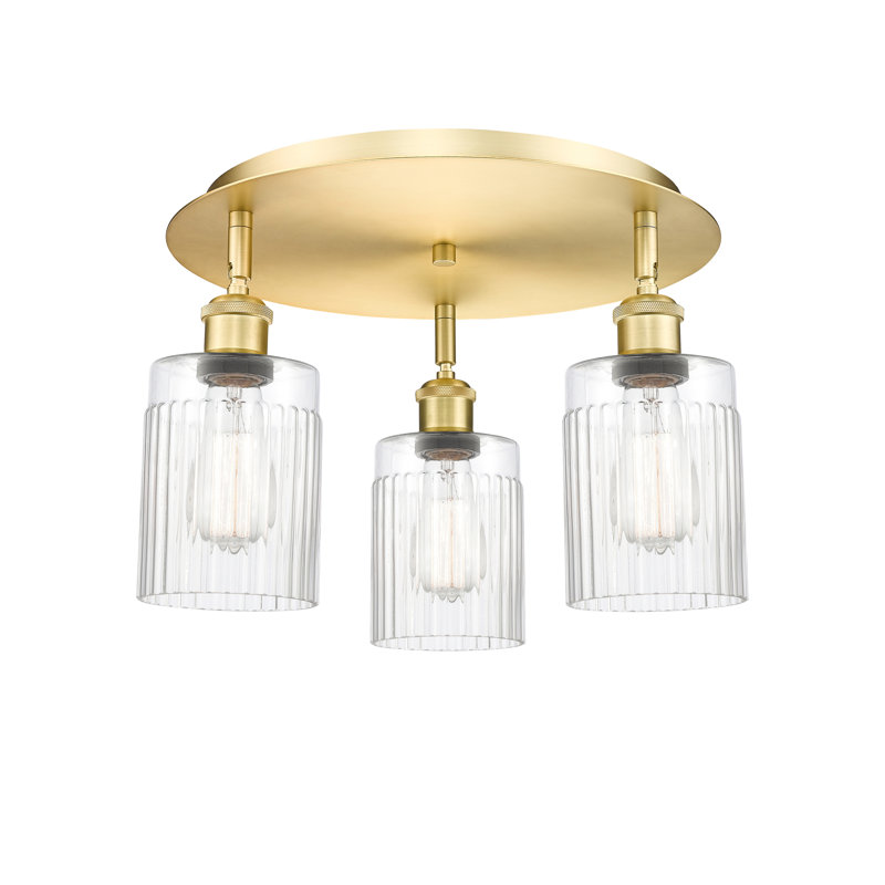 Bethy Glass Flush Mount, Clear, Satin Gold