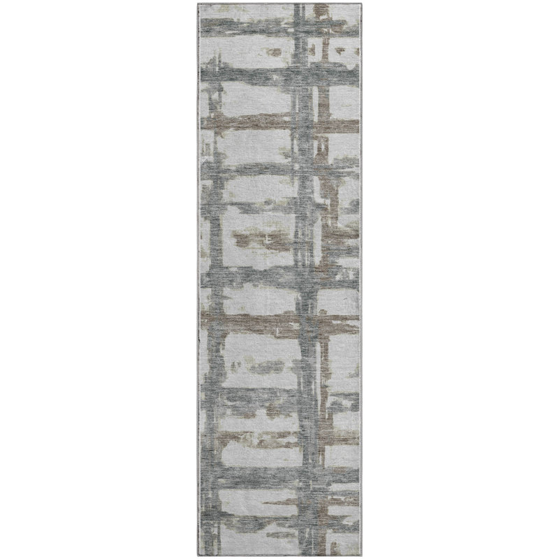 Premium Machine Washable Prisco Silver Rug, Runner 2'3" x 7'6"