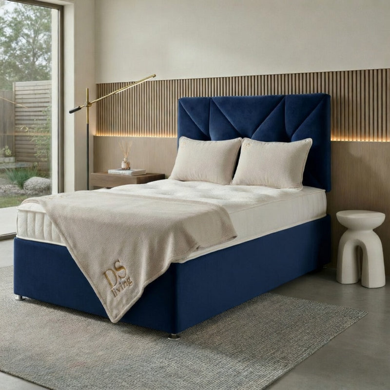 Eclipse Ottoman Storage Bed, Super King, Dark Blue