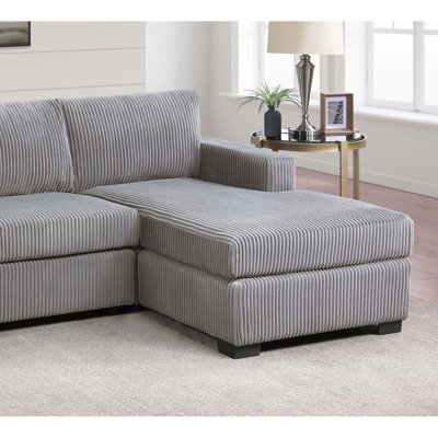 L-Shaped Sectional Sofa 2Pc Square Arms Plastic Legs Right Arm Chaise Left Arm Sofa Light Gray Finish Primary Living Room