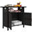 Outdoor Pool Towel Storage Cabinet Organizer, Pool Towel Holder with Shelf and Cabinet, Pool Valet with Weather-Resistant PE Rattan and Steel Frame-1008630373