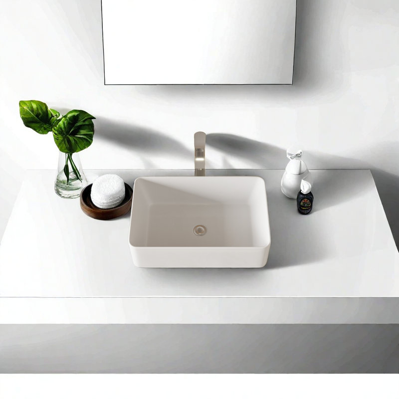 Lavabo de salle de bain rectangulaire en céramique 14 po APRESSHUI