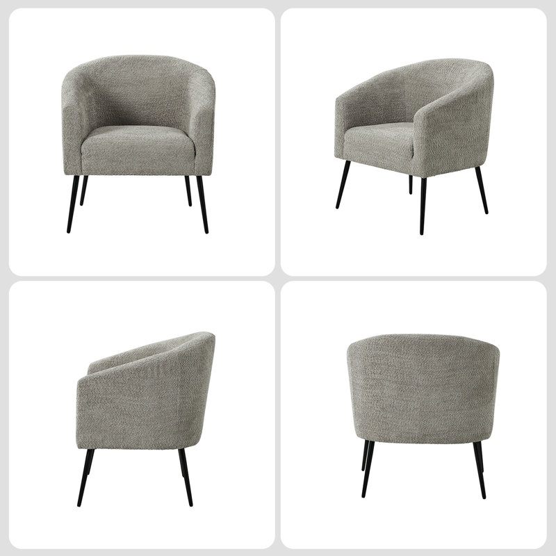 Chaise avec accoudoirs modernes 27,5 po Cadie, Polyester gris