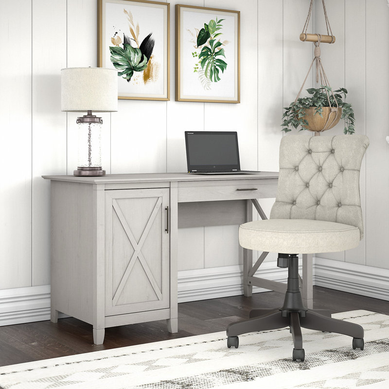 Ensemble de bureau et chaise Ozro, Lin blanc