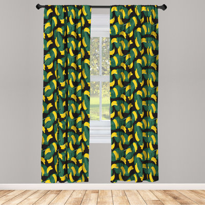 East Urban Home Banana 4-Panel Curtains, Tropical Leaves Fruits Art, Earth Yellow Jade Green -  045C6410F16D4001908345F4F6FF4F31