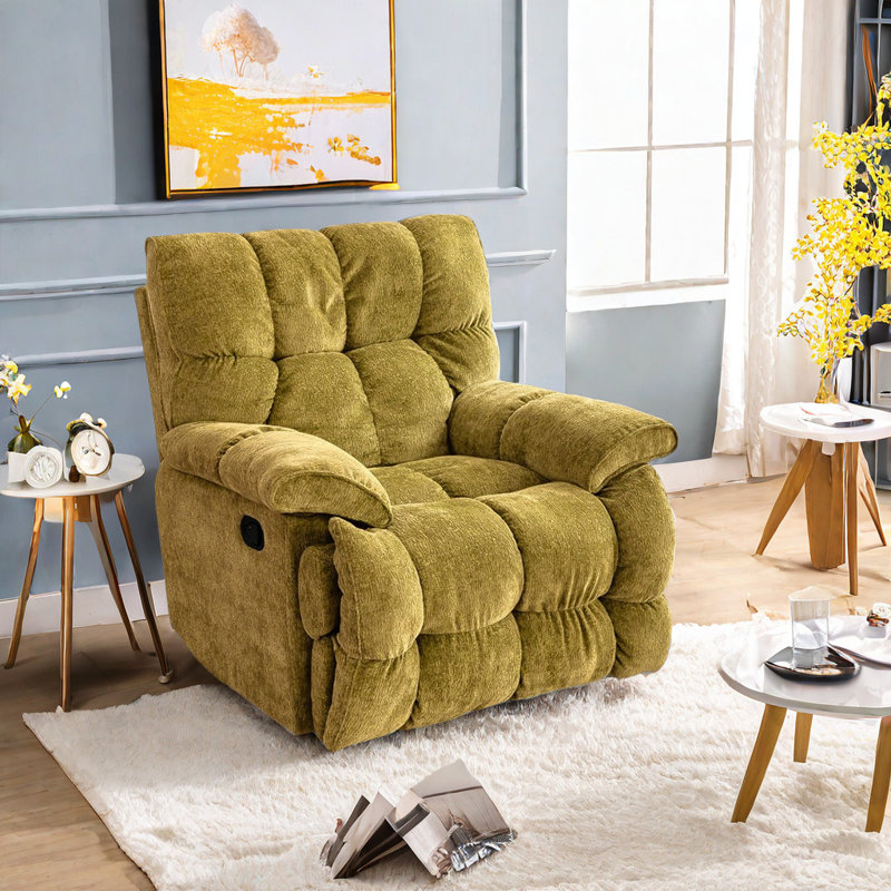 Tambria Upholstered Swivel Recliner, Yellow
