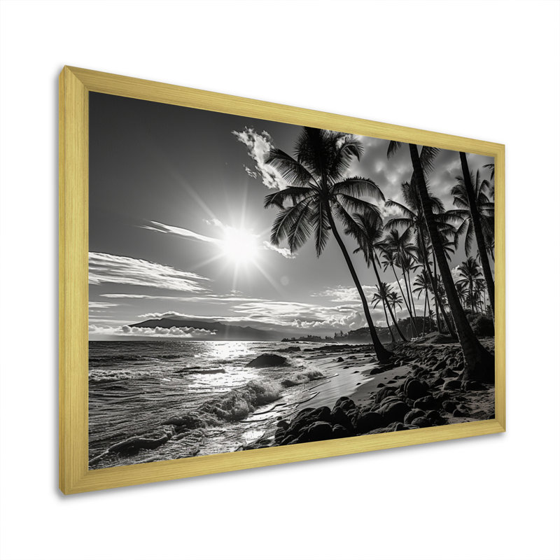 Hawaï noir et ombres blanches d'Aloha II - décoration murale Hawaï, H 34 po x l 44 po x P 1,5 po
