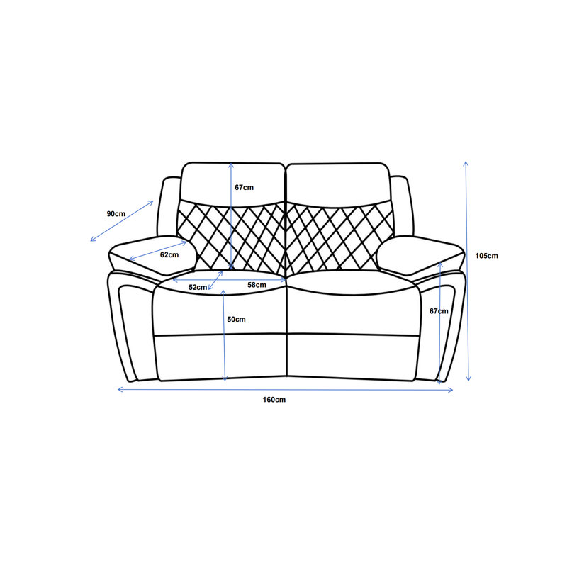 Kove 2 Seater Velvet Reclining Sofa, 2