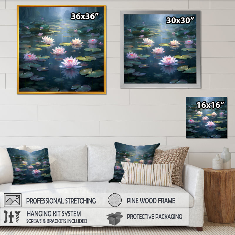 Magical Lotus Lily Pad Pond I - impression, H 30 po x l 30 po x P 1 po, Toile tendue