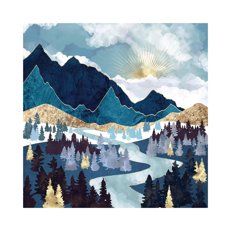 Valley Sunrise - impression d'art graphique, 18" H x 18" W x 1.5'' D, Aucun mat, Toile tendue