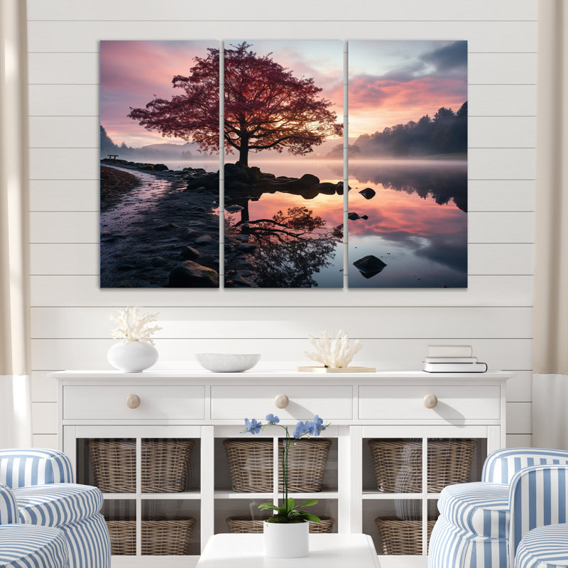 «Lake Serenity Pastel Sunrise In Autumn I», reproduction d'art sur toile, H 32 po x l 48 po x P 1 po