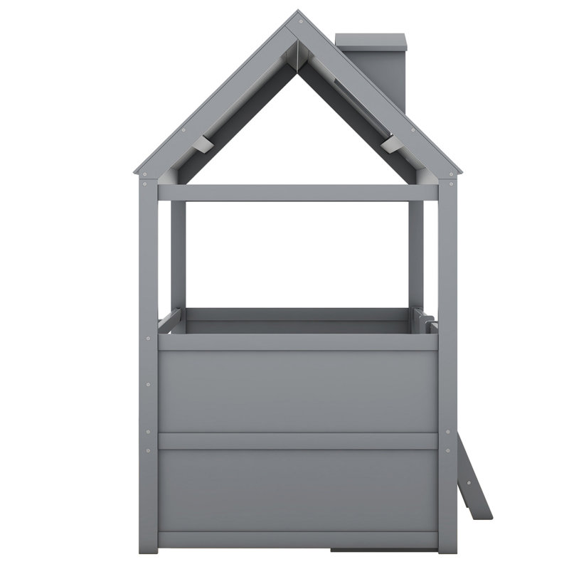 Structure de lit simple en bois, Gris, Lit simple