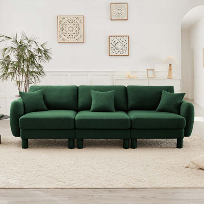 Boucle Fabric 3-Seat Sofa Including 3 Pillows