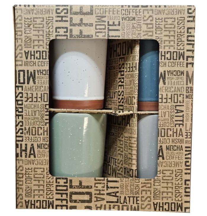 Ebern Designs 4PC 17OZ ENSEMBLE DE TASSE DANS UNE BOÎTE D'AFFICHAGE EN BOÎTE D'EXPÉDITION BRUN