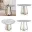 Table de salle à manger ronde moderne en marbre avec base en acier inoxydable, gris et argent, 47 po pour la cuisine et la salle à manger