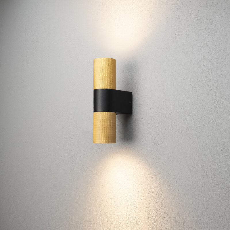 Temi 2 Up Down Outdoor Wall Light, Black/Gold