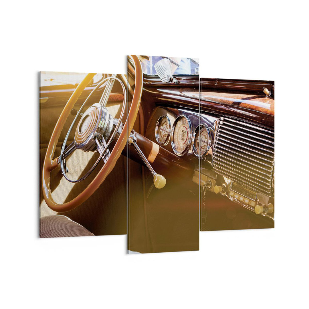 3-tlg. Leinwandbilder-Set Car Retro Vintage