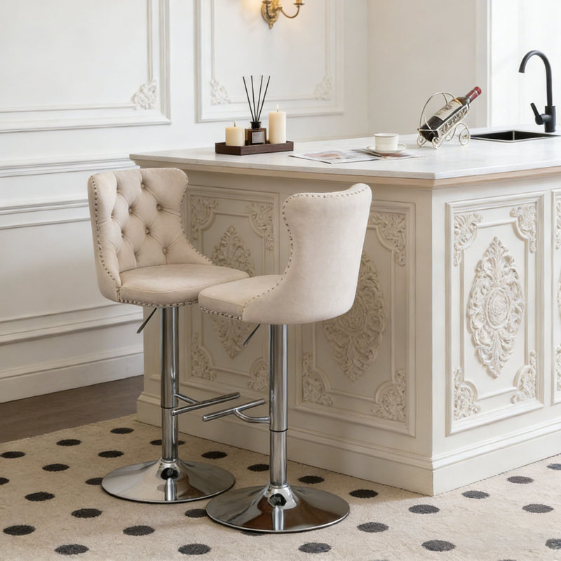 Tabourets de bar modernes et rembourrés, Beige