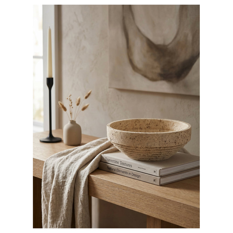 Bol décoratif côtelé 11 "en beige