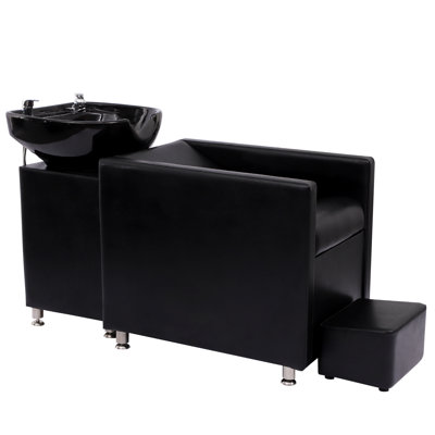 Faux Leather Massage Chair, Shampoo Bed, Black