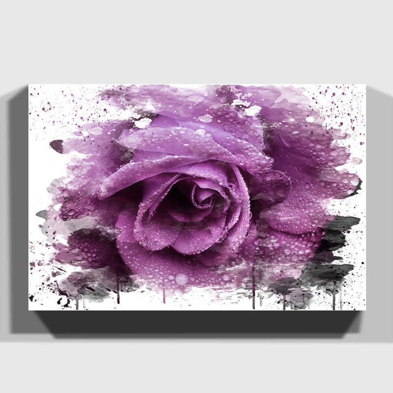 Flower Purple Rose - Wall Art, 40cm H x 60cm W, Wrapped Canvas