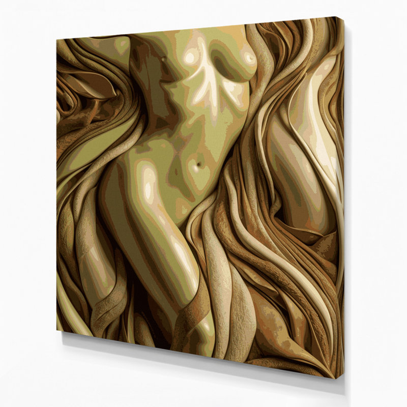Abstrait art figuratif sur toile brun 52, H 16 po x l 16 po