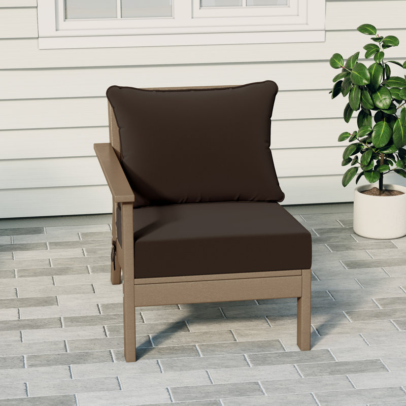 Deep Seating Left Arm Chair With Cushions, Light Brown, Brown