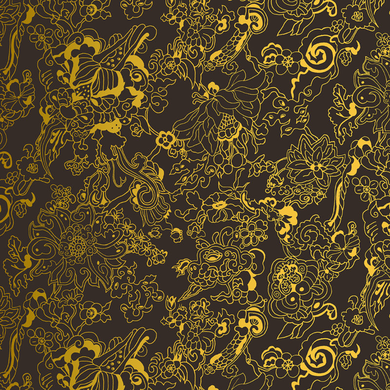 Dragon Flowers, Golden Brown, Paper