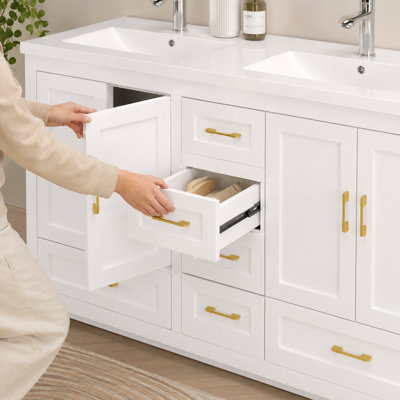 Meuble-lavabo avec 4 portes coulissantes et 5 tiroirs Damarquis