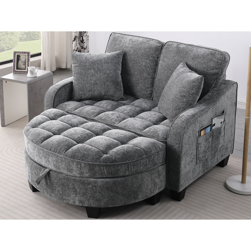 Canapé rembourré en chenille de 51 po de largeur avec dossier réglable, Grey